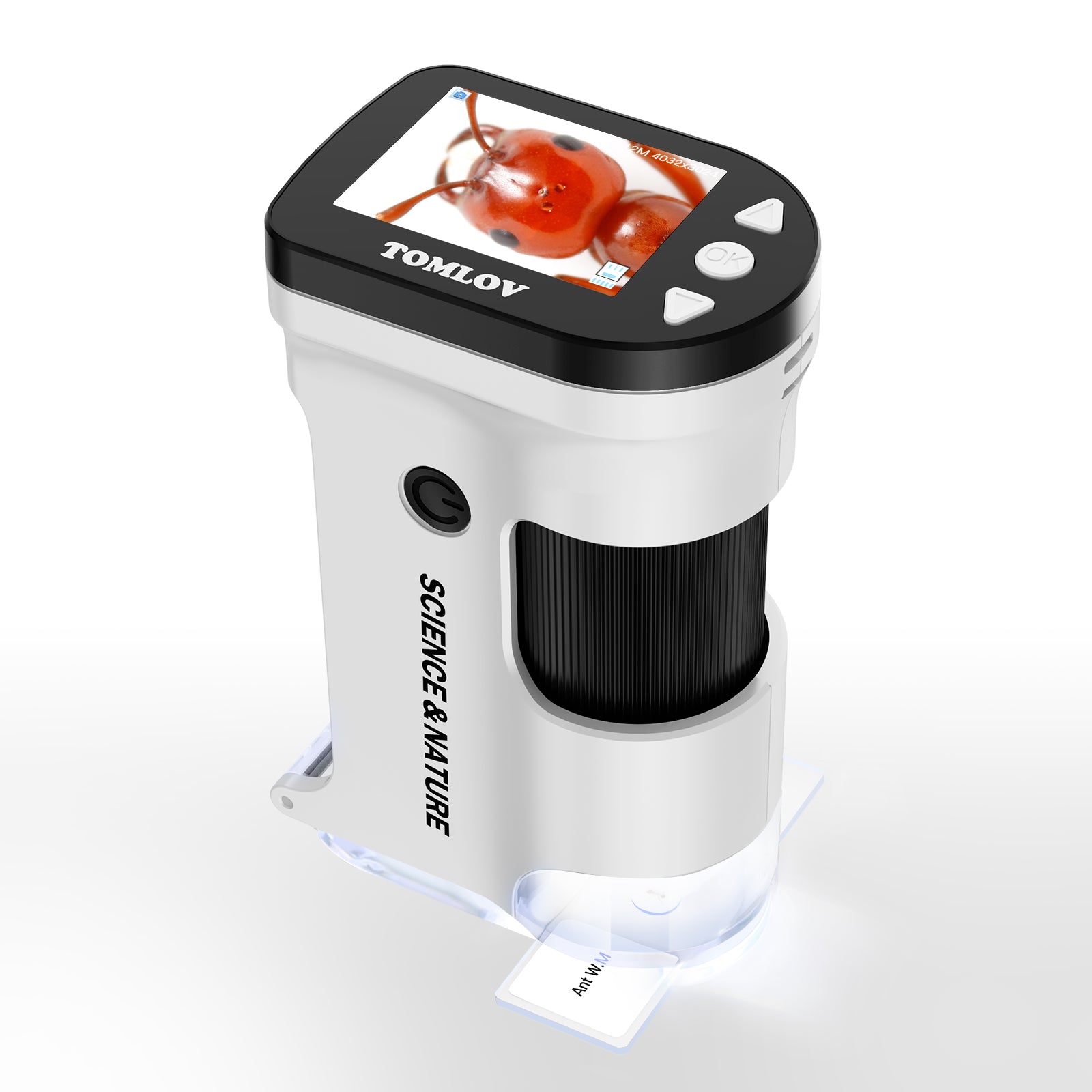 Microscope de poche portable pour enfants, objectif unique, écran