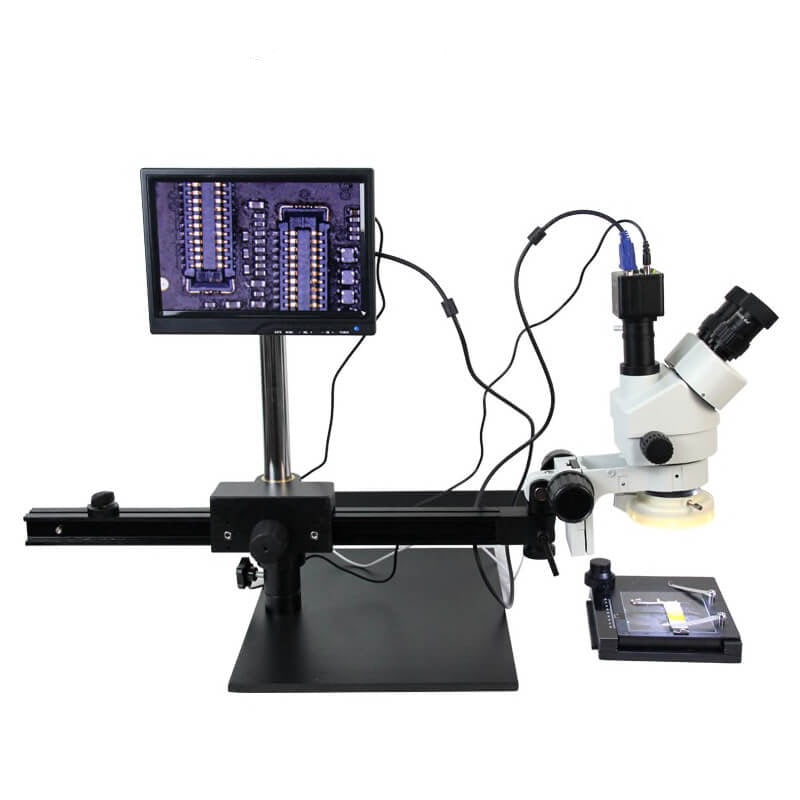 Microscope Trinoculaire Vidéo Bras Longs Affichage électronique HD 