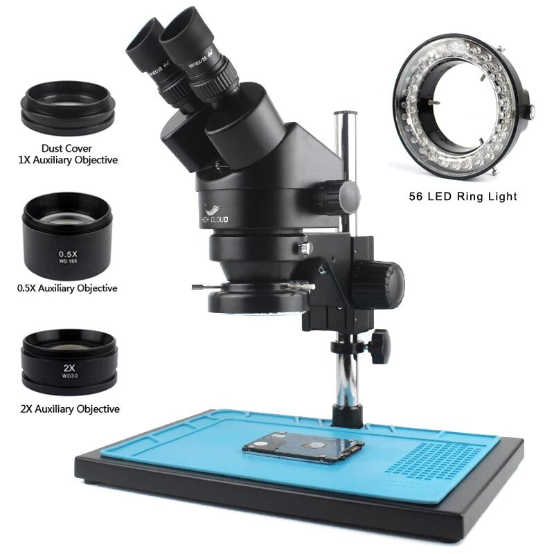 Microscope binoculaire stéréo industriel grossissement 3.5X - 90X