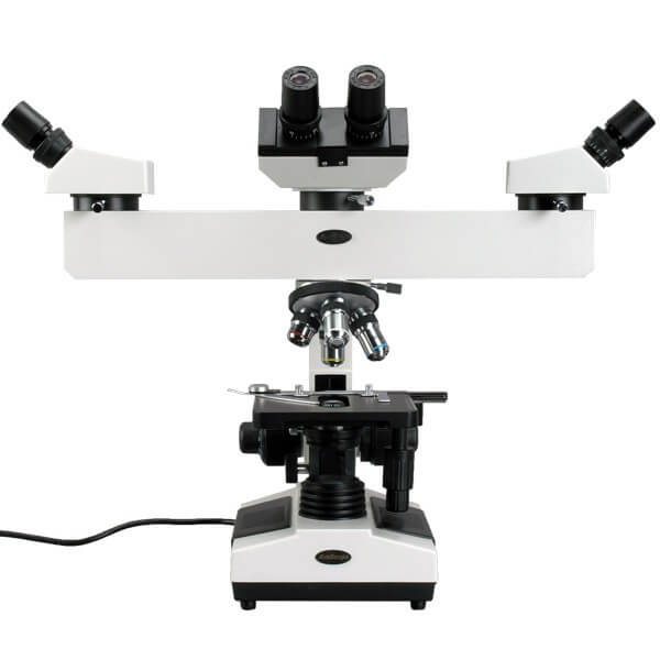 Microscope 3 tetes 40X-1600X pour observation multiples