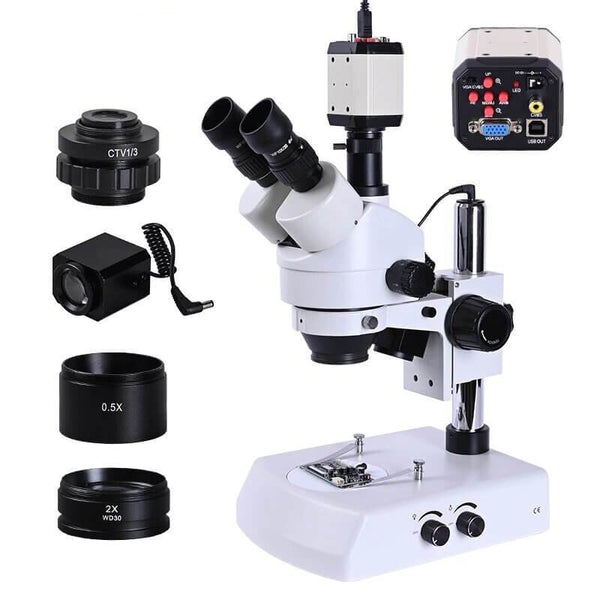 Microscope Optique Trinoculaire Stereo Camera 2K HD Zoom Continu