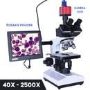 40x-2500x Caméra CCD Microscope Trinoculaire Expert