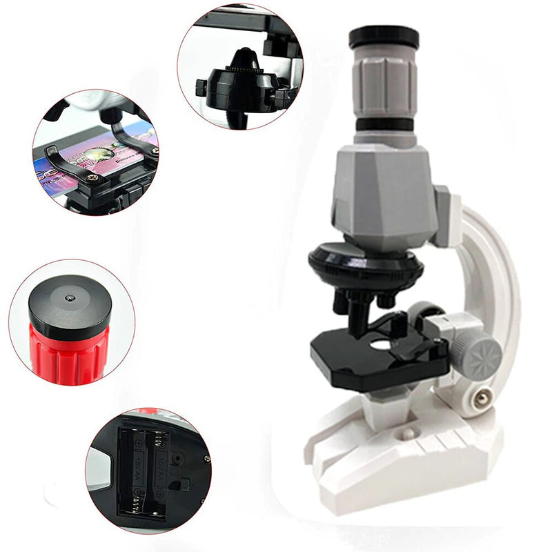 Labymos Microscope pour enfants grossissement 40X ~ 1200X Mini kit de  microscope de bureau pour débutant à piles avec lumière LED pour garçons  filles étudiants sciences enfants curieux 