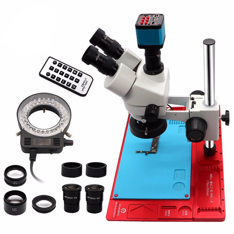 Microscope stereo trinoculaire Focal -3.5X-90X reparation de soudure de carte PCB