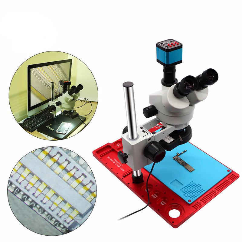 Microscope stereo trinoculaire Focal-reparation de soudure de carte PCB 3.5X-90X