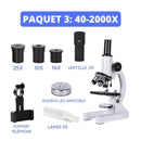 microscope optique paquet trois étudiant