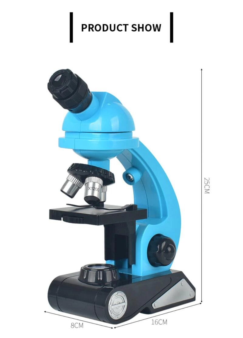 Microscope pour enfants illuminé Microscope biologique monoculaire Zoom  1200X débutant enfants étudiant enfants microscope jouet éducatif
